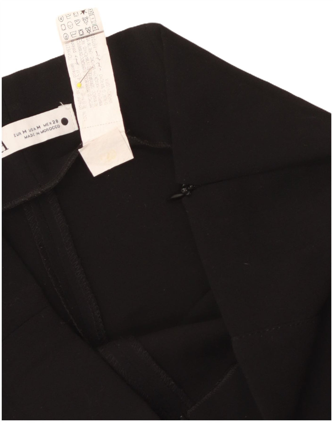 Zara Pantalon court à jambe large pour femme Medium W30 L24 Noir Polyester
