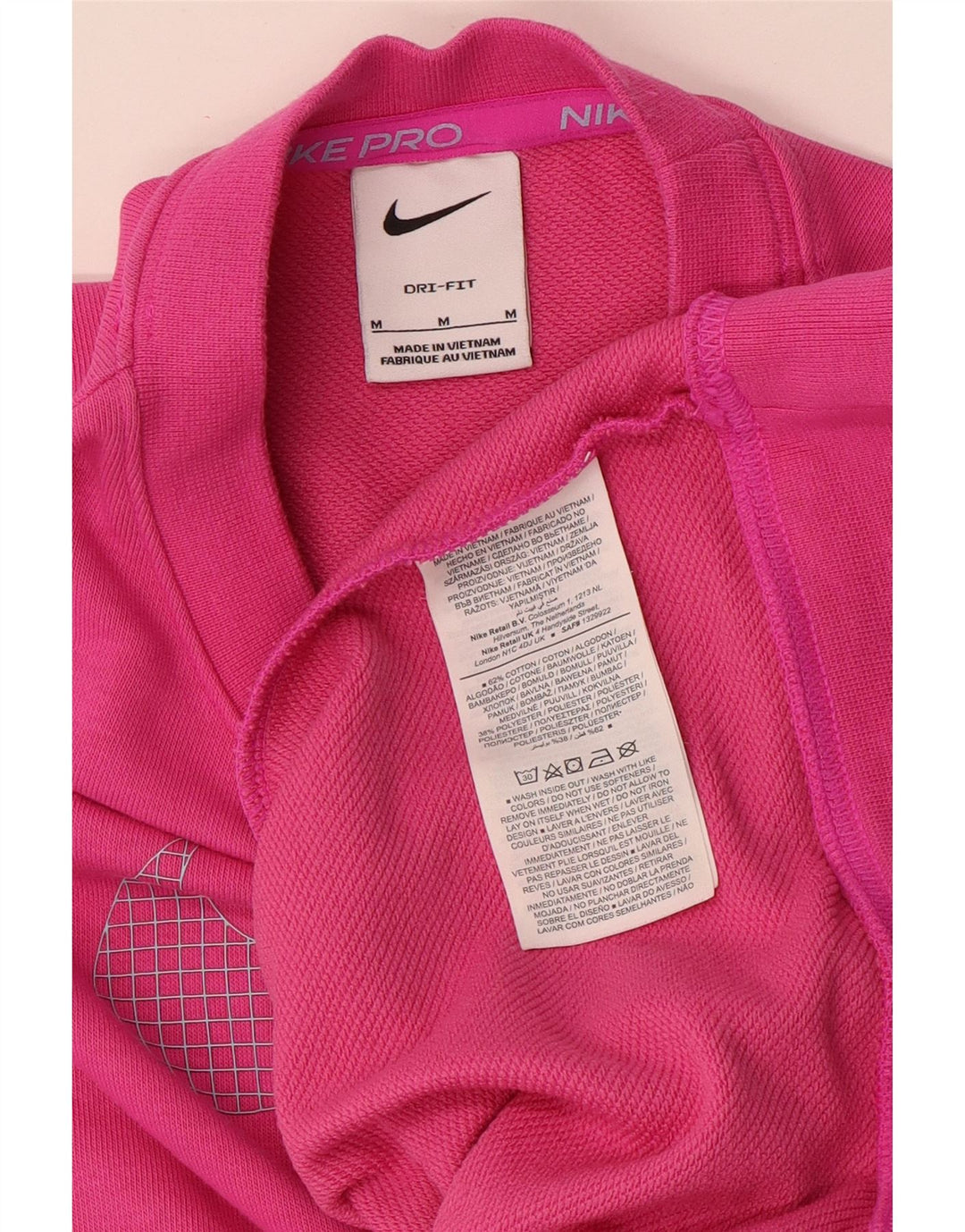 Nike Sweat-shirt surdimensionné graphique pour femme UK 14 en coton rose moyen