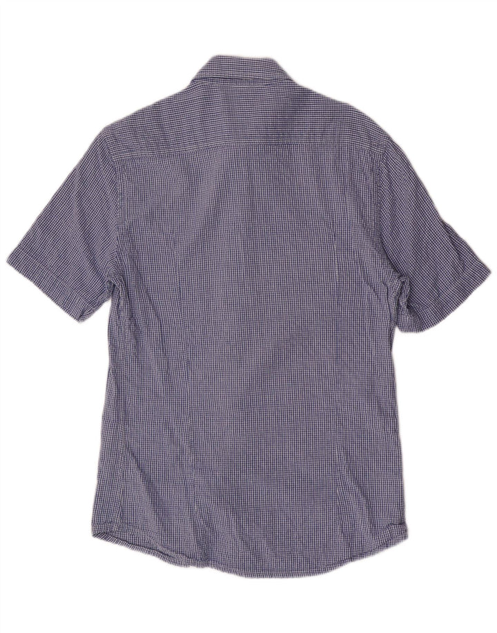 Kappa Chemise à manches courtes pour homme, coupe classique, petit carreaux bleus en coton