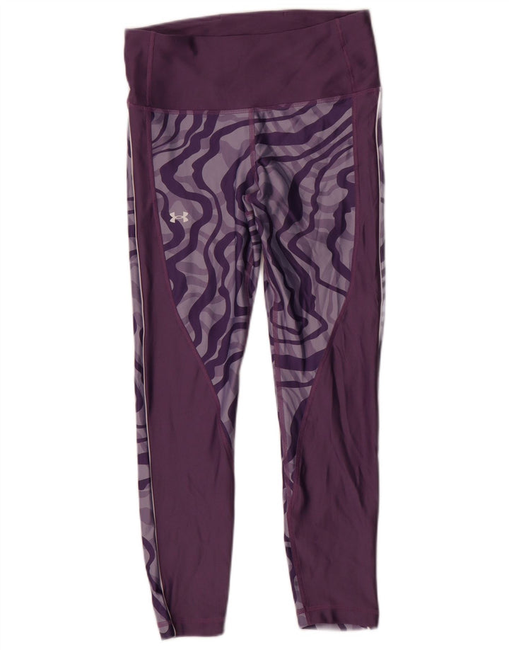 Under Armour Legging à motif abstrait Heat Gear pour femme UK 14 Violet moyen