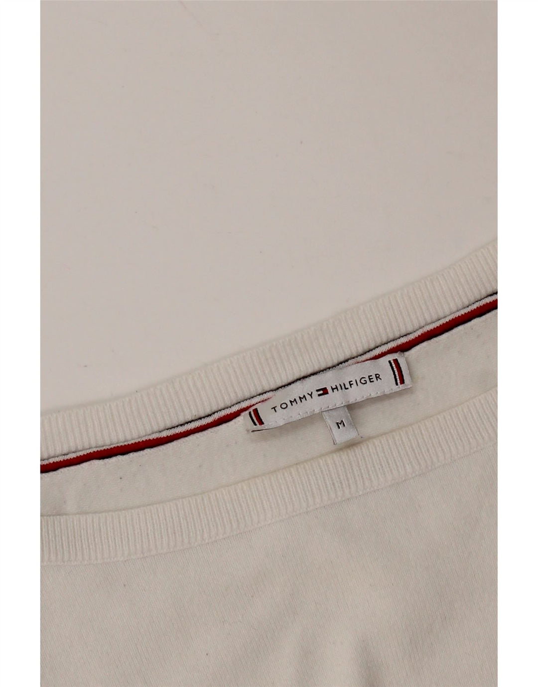 TOMMY HILFIGER Pull col bateau pour femme UK 14 Blanc moyen