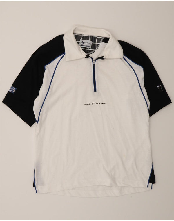 Sergio Tacchini Polo Homme Petit Blanc Colorblock Coton