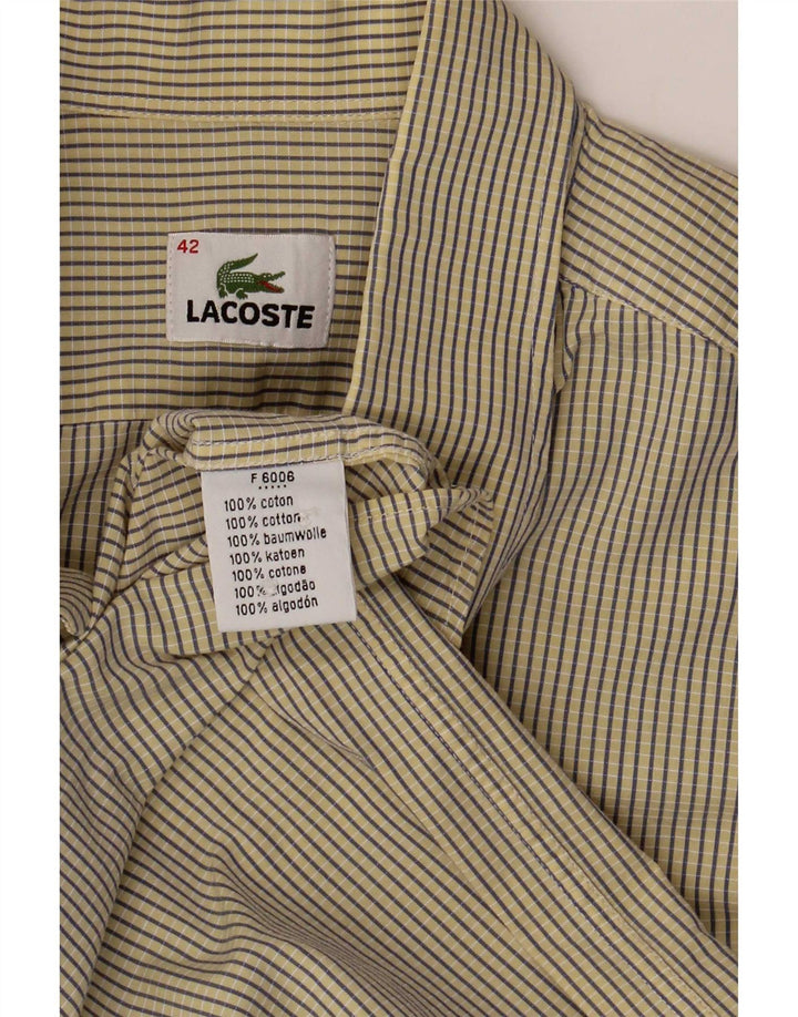 Lacoste Chemise à manches courtes pour homme Taille 42 Grand coton à carreaux jaunes