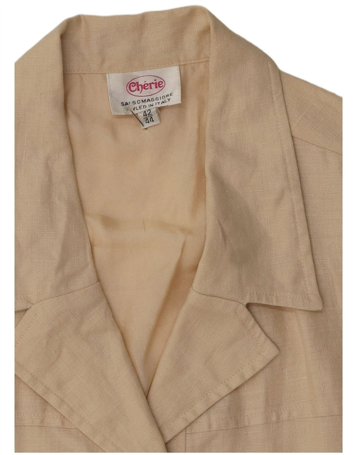 cherie Veste Blazer 4 Boutons Femme IT 42/44 Lin Beige Moyen