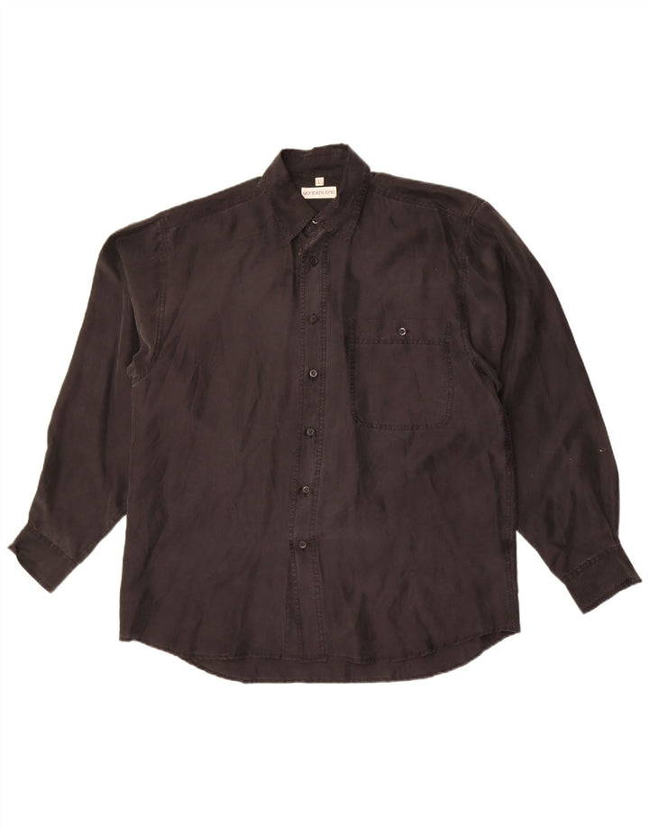 Chemise Homme Vintage Grande Soie Noire