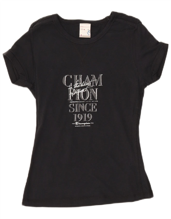 CHAMPION T-shirt graphique Heritage Classics pour femme UK 10 Small Noir