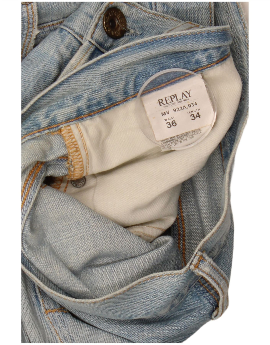 REPLAY Jean droit Homme W36 L34 Bleu Coton
