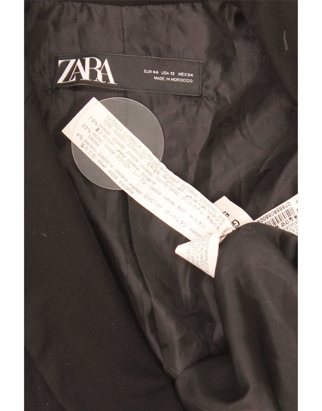 Zara Veste Blazer 1 Bouton Femme EU 44 XL Noir Polyester