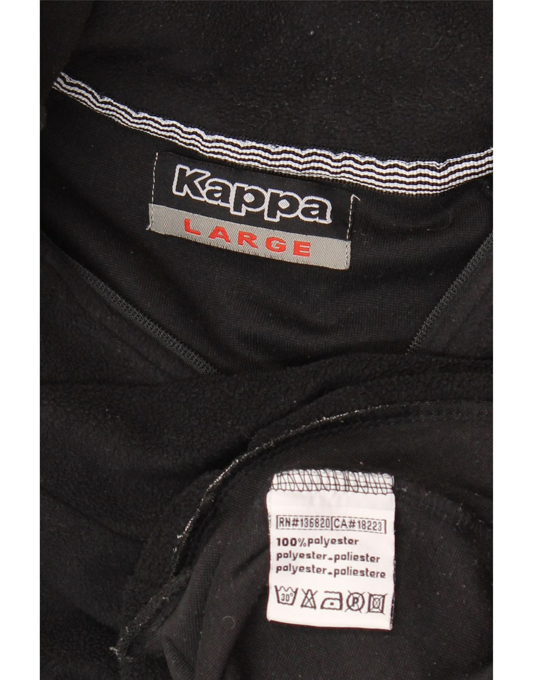 KAPPA Pull polaire à col zippé pour homme Large Noir Polyester