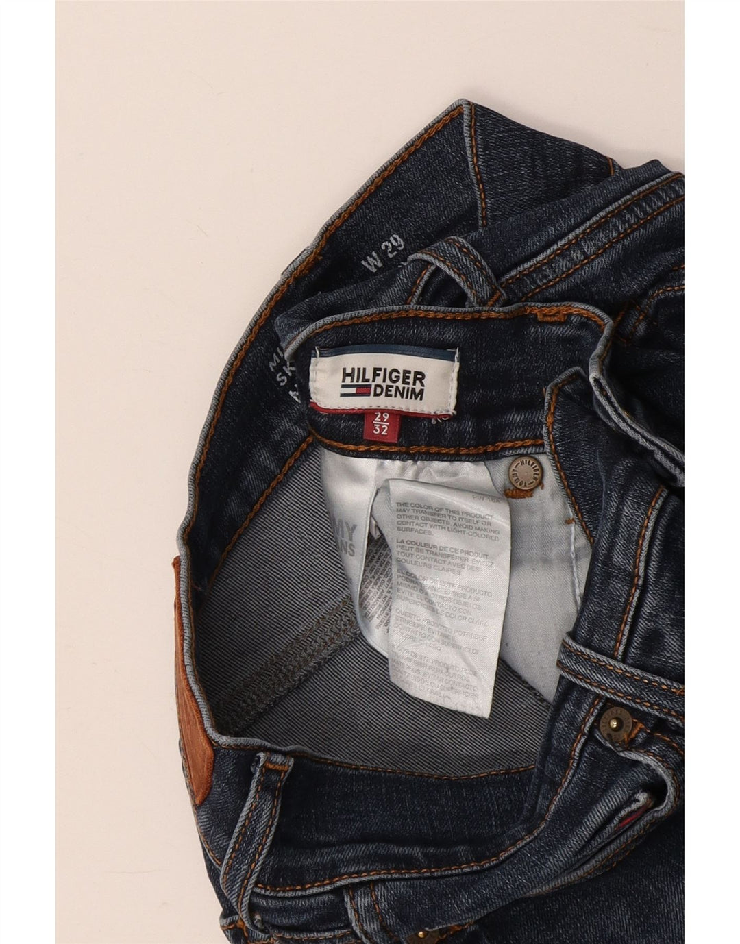 TOMMY HILFIGER Jean Skinny Taille Mi-Haute Femme W29 L32 Bleu Coton