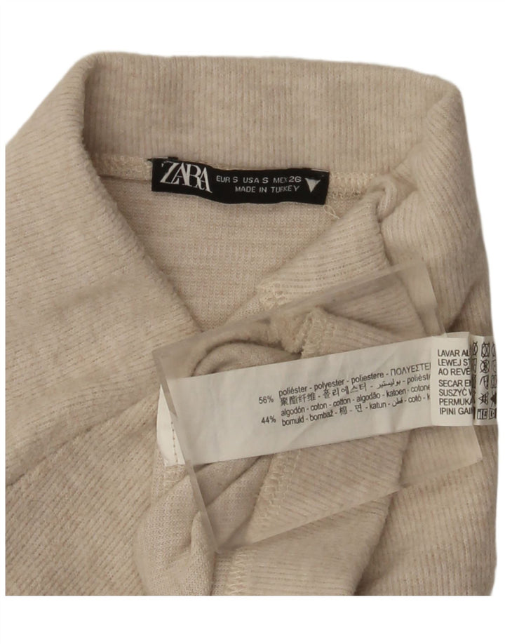 Zara Femme Jupe Midi Taille Haute Petit W26 Beige Polyester