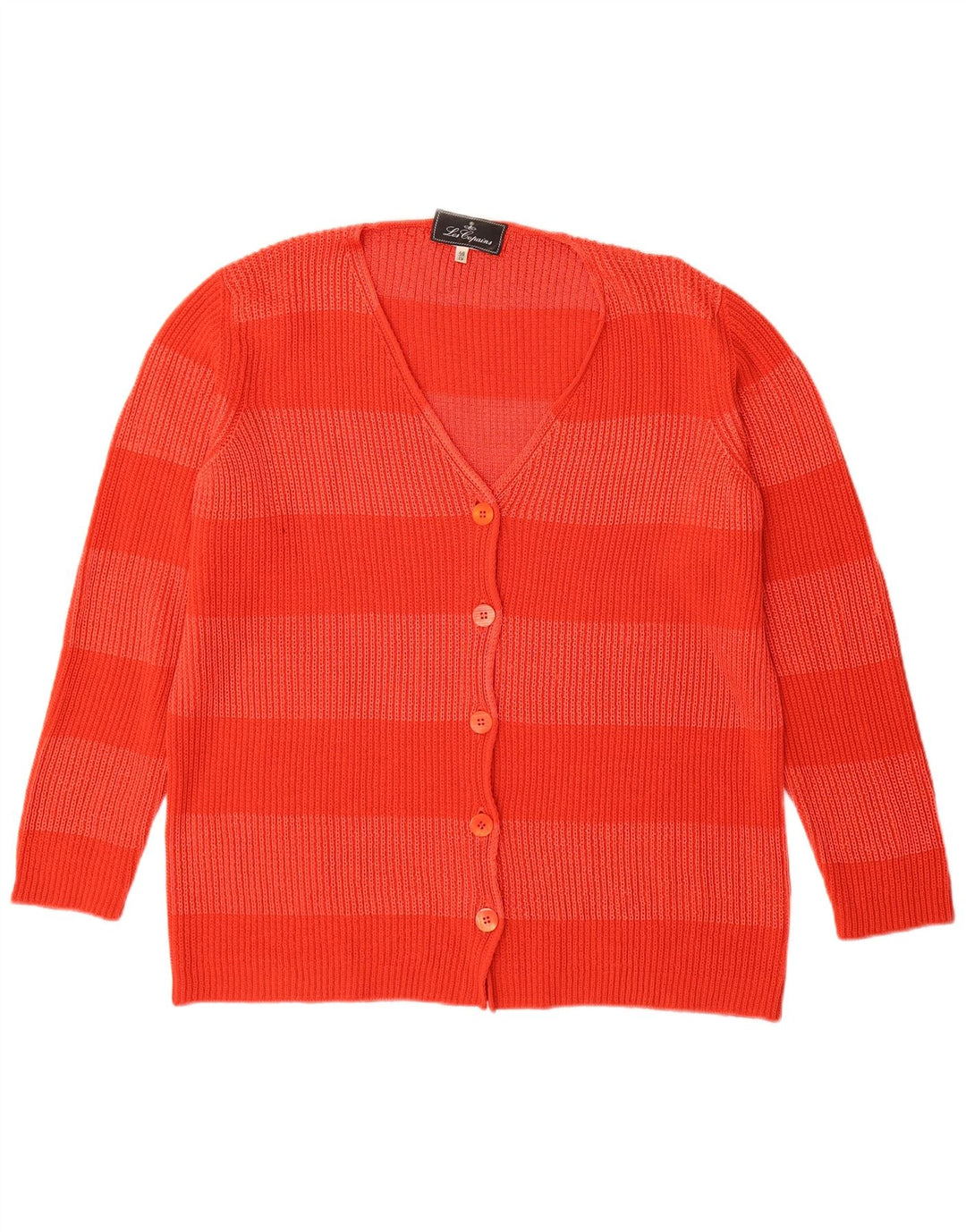Les Copains Femme Cardigan Long Pull IT 46 Large Rouge Rayé