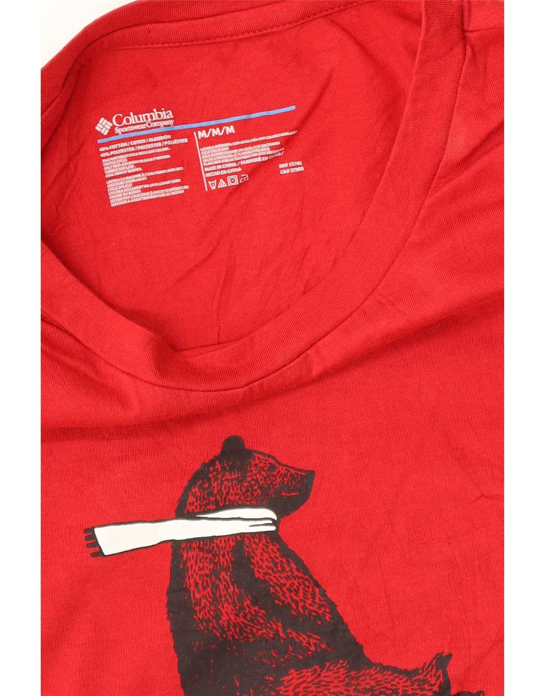 Columbia T-Shirt Graphique Homme Rouge Moyen Coton