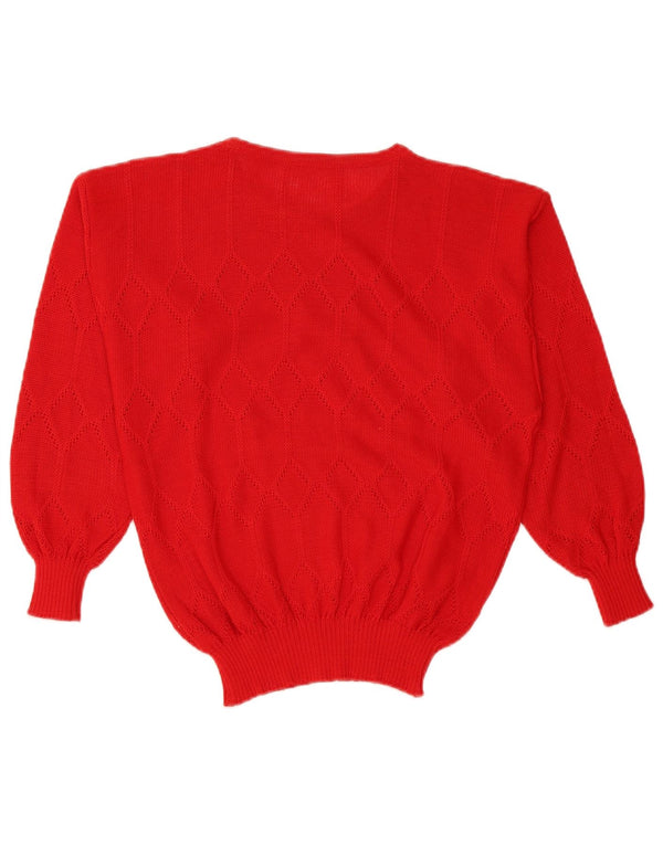 Vintage Womens Boat Neck Jumper Sweater UK 16 Large Rouge Polyacrylique