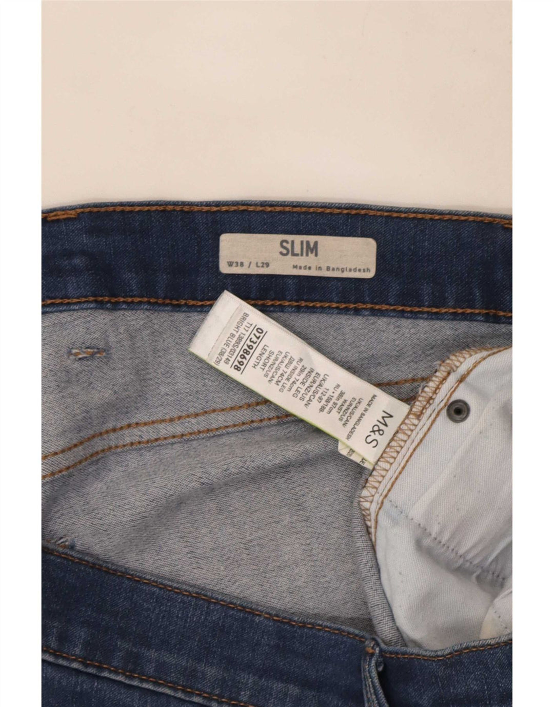 Marks & Spencer Jean Slim Homme W38 L29 Bleu Coton