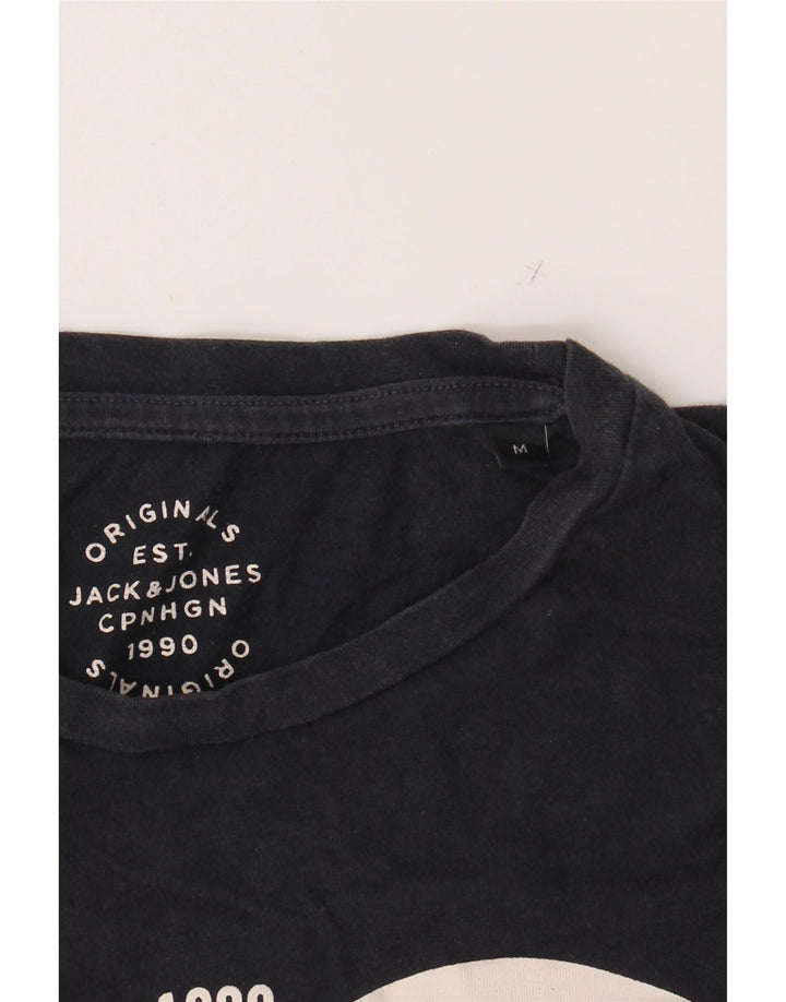 JACK & JONES Mens Graphic T-Shirt Top Medium Navy Blue Cotton Vintage Jack & Jones and Second-Hand Jack & Jones from Messina Hembry 