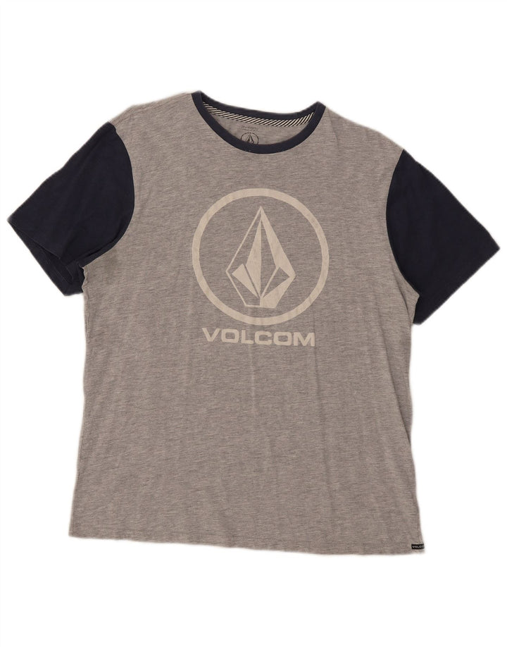 Volcom T-shirt graphique pour hommes, grand, en coton color block, gris
