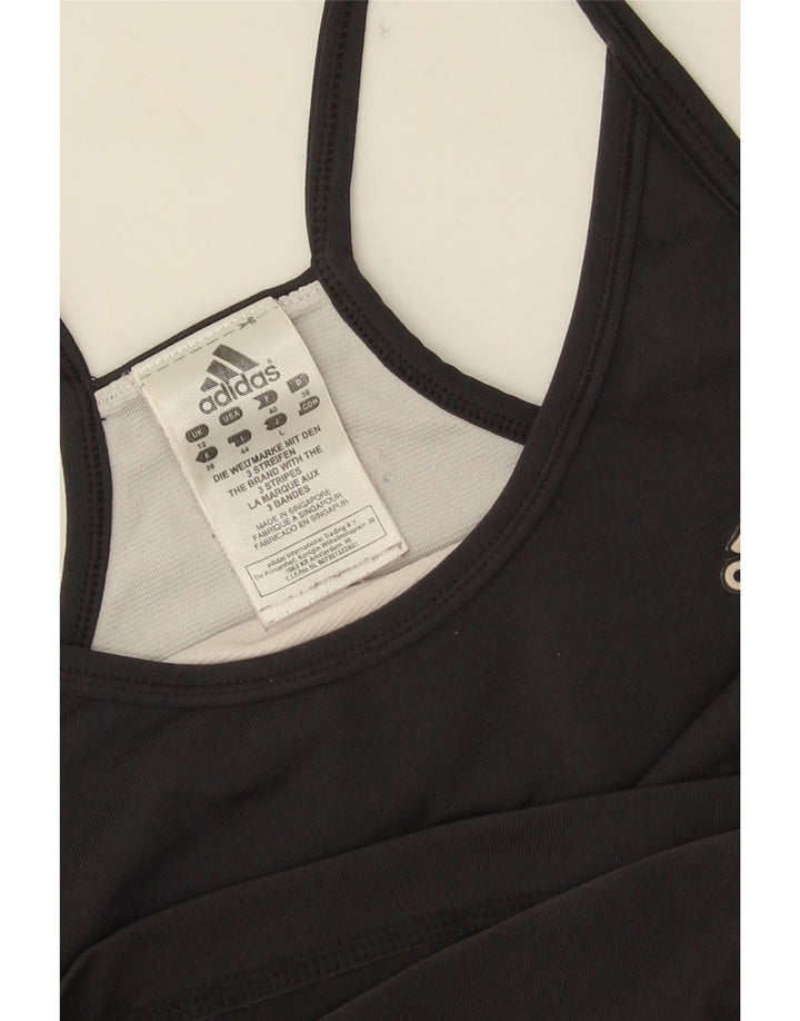 Adidas Femmes Crop Débardeur UK 12 Moyen Noir Polyester