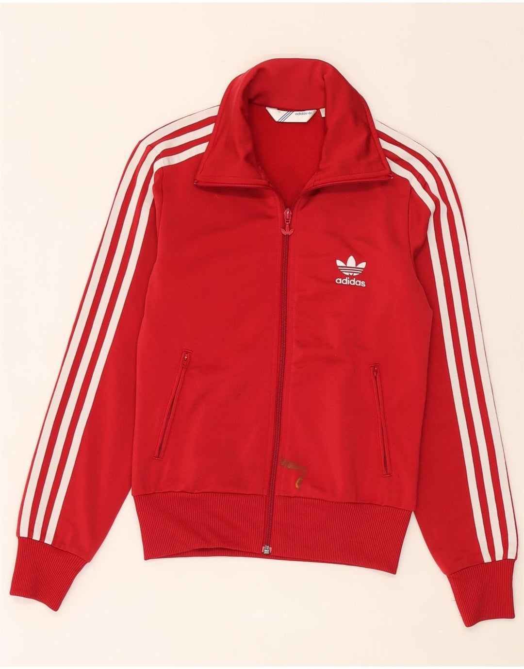 Adidas Femmes Graphique Survêtement Top Veste EU 36 Petit Rouge Polyester