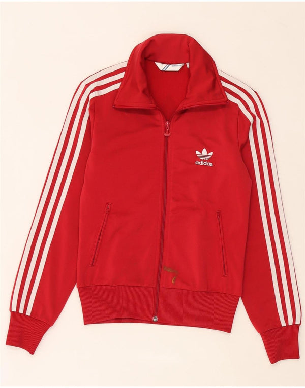 Adidas Femmes Graphique Survêtement Top Veste EU 36 Petit Rouge Polyester