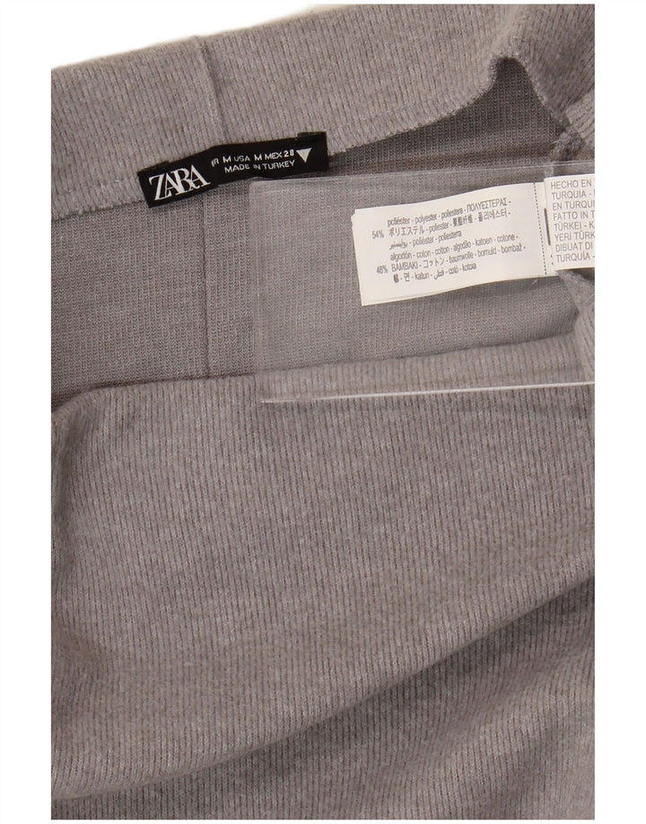 Zara Femme Jupe Midi Taille Haute Moyen W28 Gris Polyester