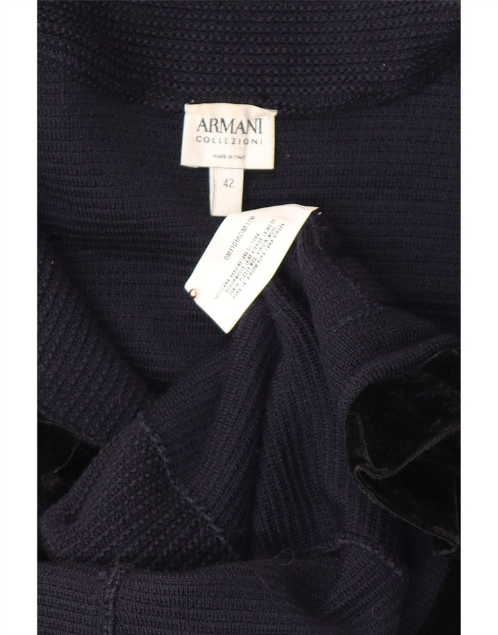 ARMANI Femme Cardigan à volants sur le devant IT 42 Bleu marine moyen