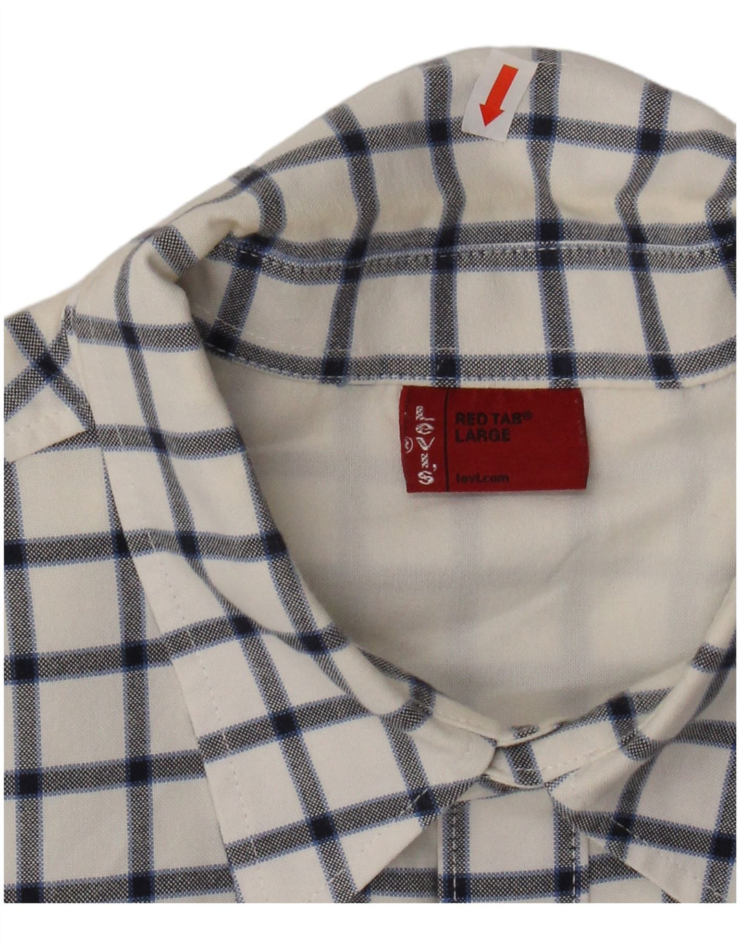 LEVI'S Mens Short Sleeve Shirt Large White Check Cotton