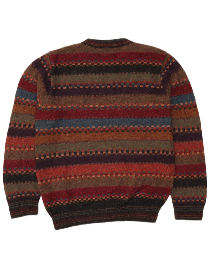 vintage Mens Crew Neck Jumper Sweater IT 52 Grand Rayé Multicolore