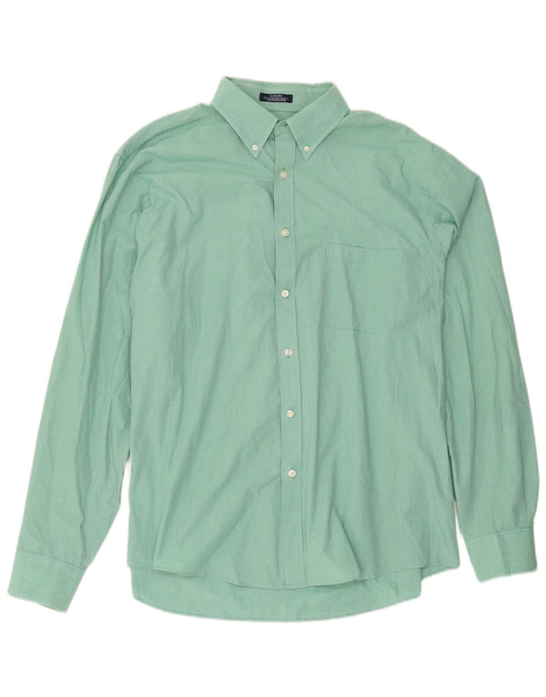 Chaps Chemise coupe classique pour homme Taille 17 1/2 XL Coton à carreaux vert
