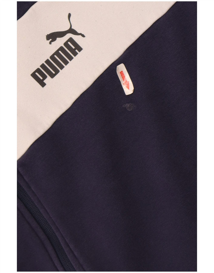 Puma Pull à capuche zippé pour homme 2XL Bleu marine Colorblock Polyester