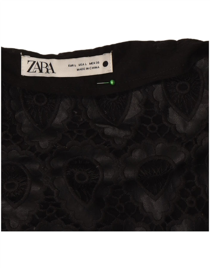 Zara Femme Mini Jupe Large W30 Noir Géométrique Polyester