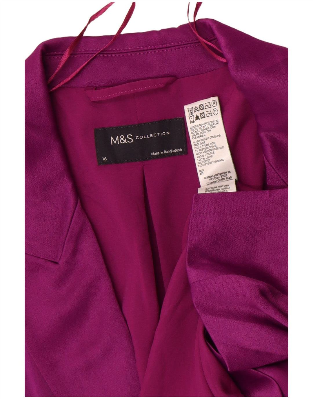 Marks & Spencer Veste blazer à 1 bouton pour femme UK 16 Large Violet Viscose