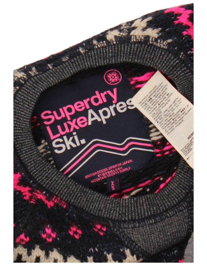 SUPERDRY Pull ras du cou pour femme UK 6 XS Bleu marine Fair Isle