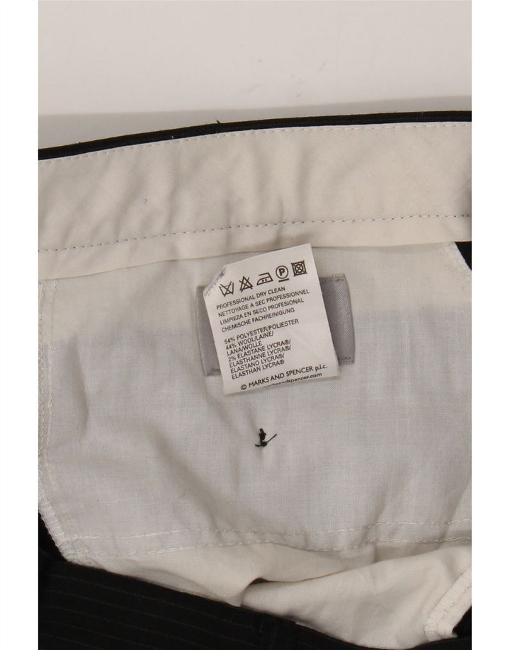 Marks & Spencer Pantalon de costume pour homme W36 L33 Noir à fines rayures Polyester
