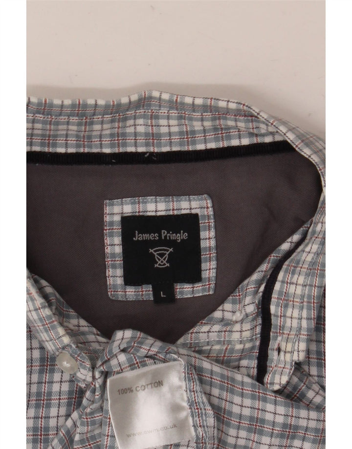 James Pringle Chemise en flanelle pour homme en coton à carreaux gris