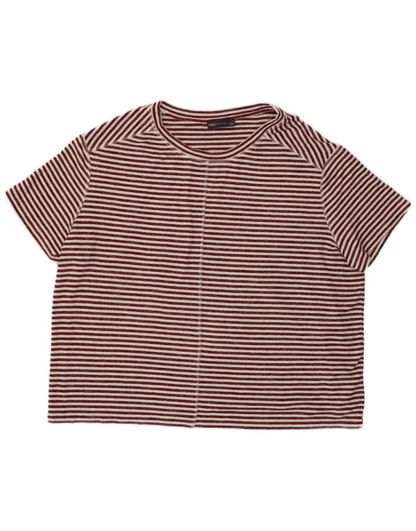 Marks & Spencer T-shirt surdimensionné pour femme UK 18 XL Bordeaux rayé
