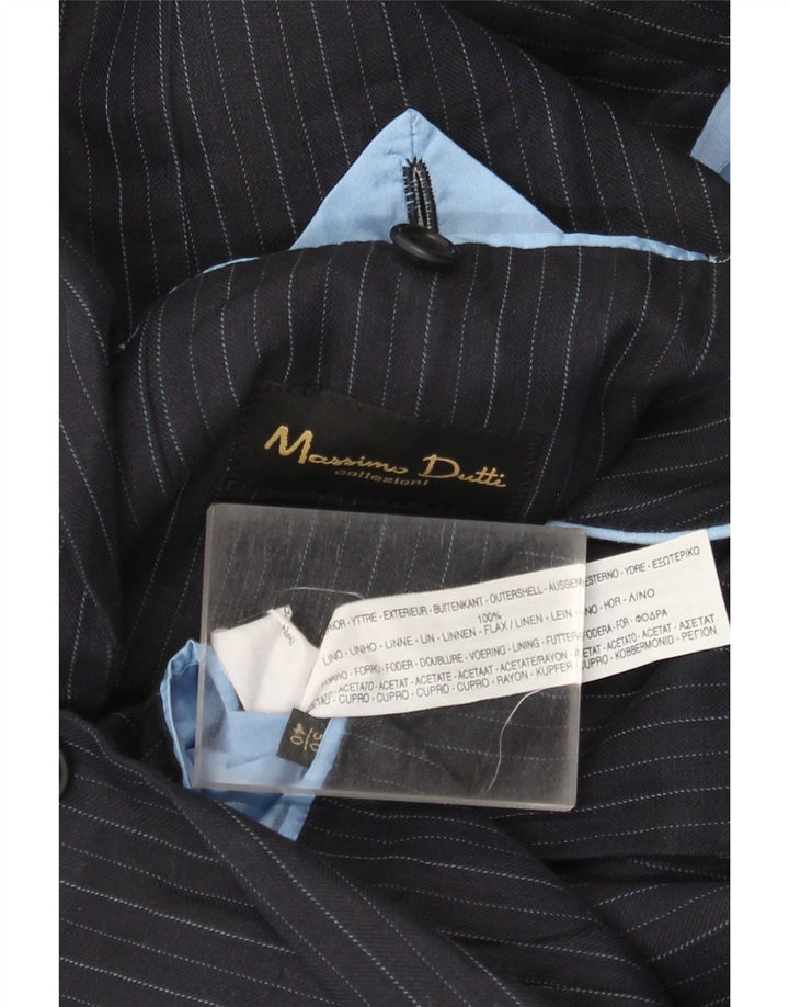 Massimo Dutti Veste blazer à 2 boutons pour homme Taille 50 2XL Bleu marine à fines rayures