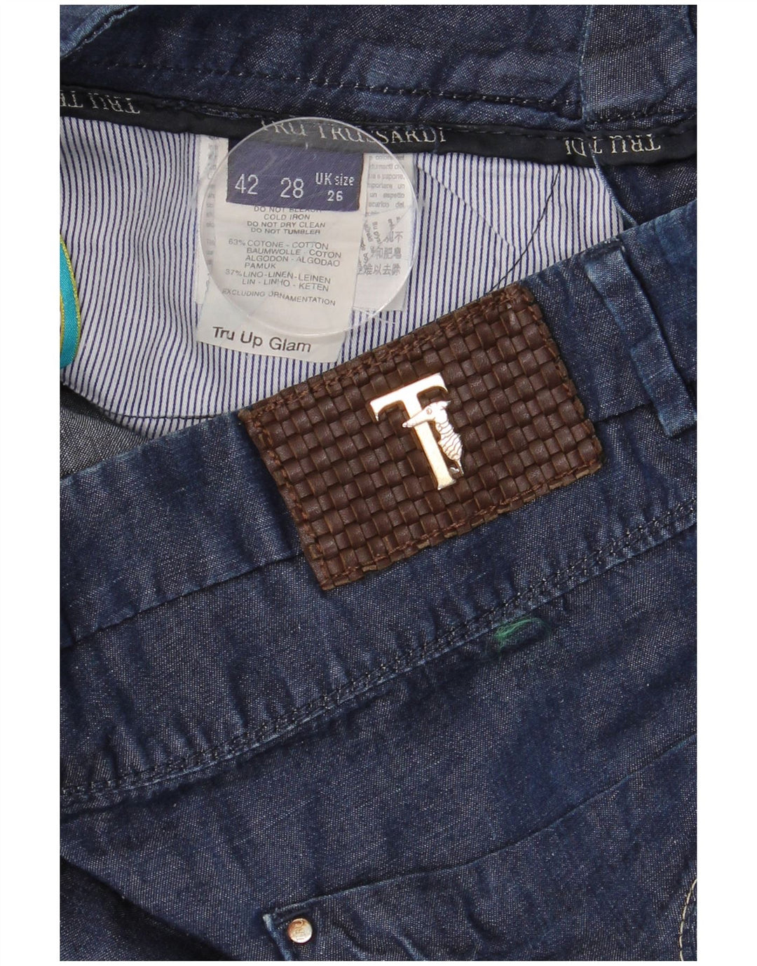 TRUSSARDI Jean Court W26 L24 Bleu Marine Coton Femme