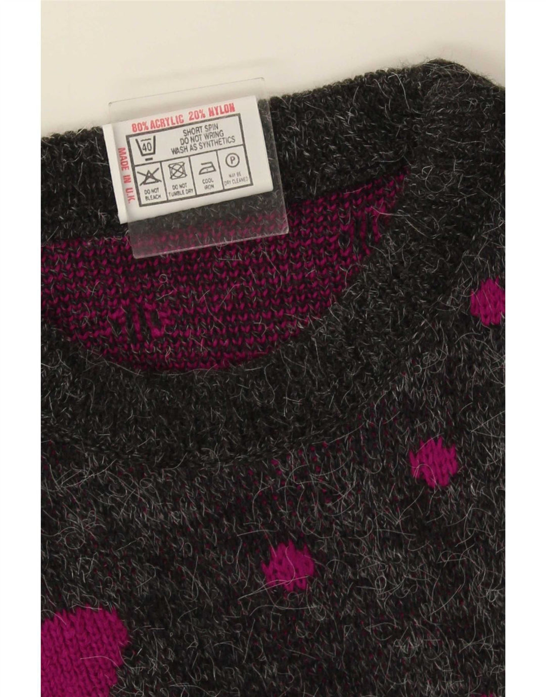 vintage Femmes Longline Boat Neck Jumper Pull Taille Unique Gris Taché
