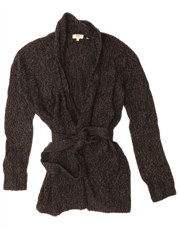 LEVI'S Cardigan surdimensionné pour femme UK 10 Petit acrylique moucheté gris