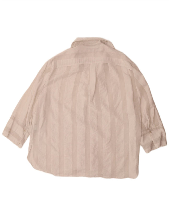 Zara Chemise surdimensionnée à manches 3/4 pour femme UK 16 Large Blanc Rayé