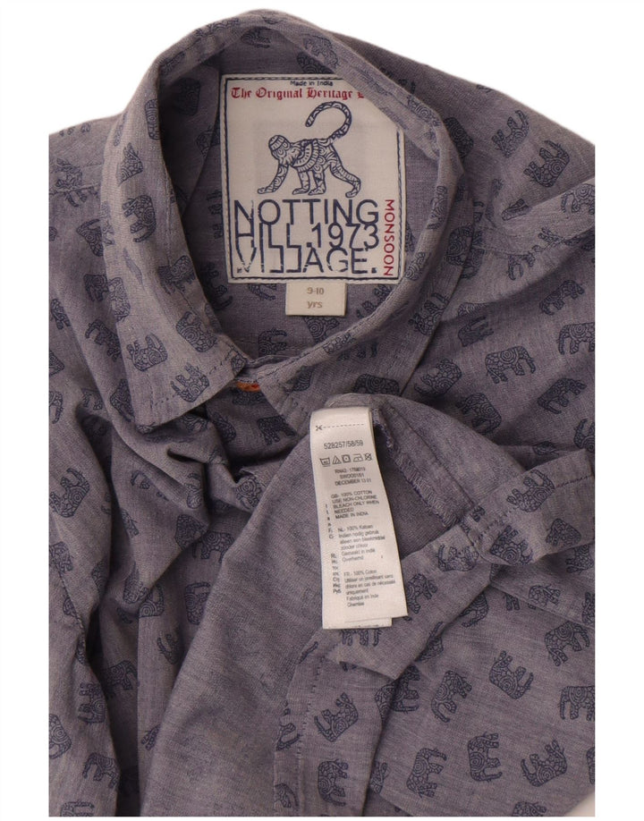 Chemise Monsoon garçon 9-10 ans coton imprimé animal bleu
