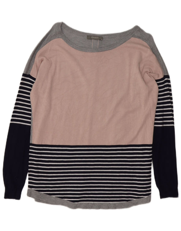 Oasis Pull col bateau pour femme UK 14 Medium Multicolore Rayé