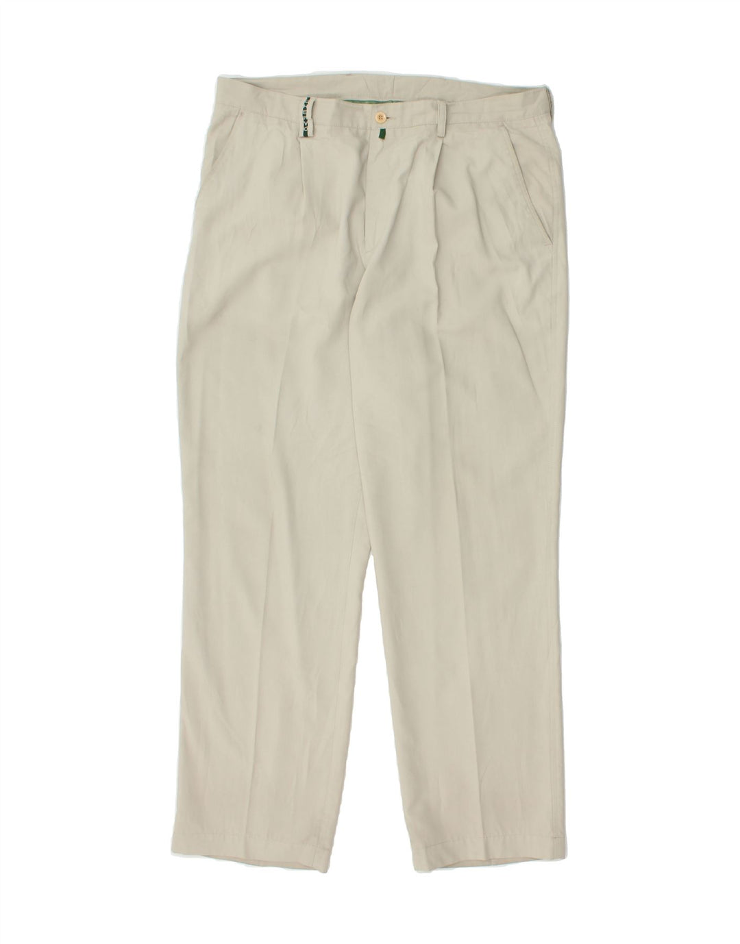 CHERVO Mens Slim Chino Trousers XL W38 L31 Beige Polyester Vintage Chervo and Second-Hand Chervo from Messina Hembry 