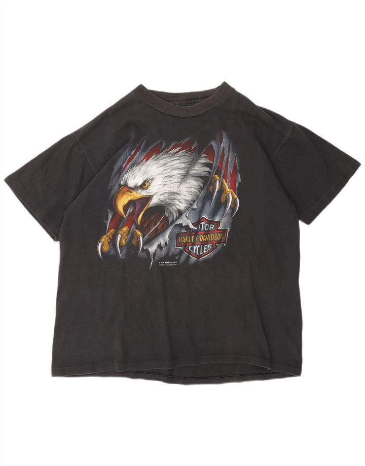 Harley Davidson Mens 1990 Graphic T-Shirt Top Gris Moyen Coton Moto