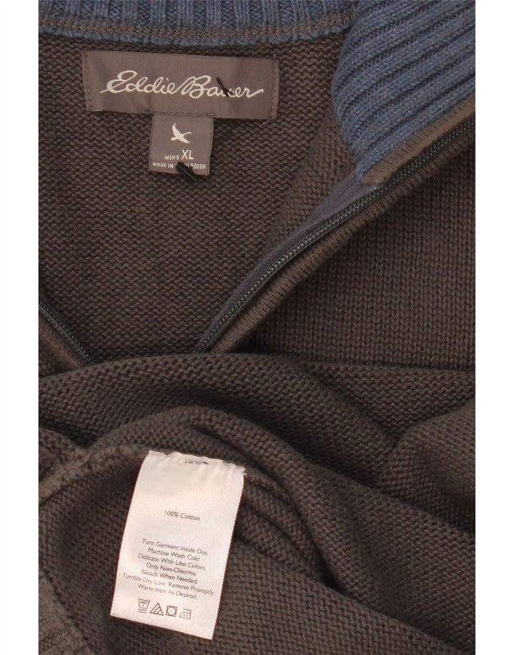 EDDIE BAUER Pull col zippé homme XL gris coton