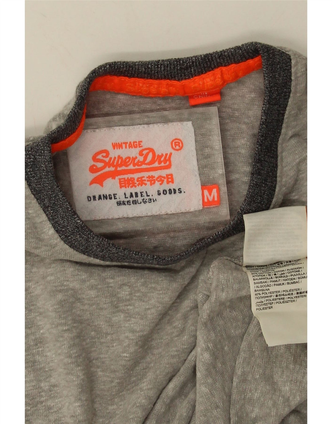 Superdry T-Shirt Homme Gris Moyen Moucheté Coton