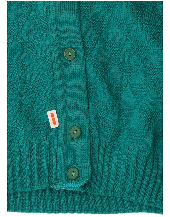 VINTAGE Pull Cardigan Femme UK 14 Turquoise Moyen