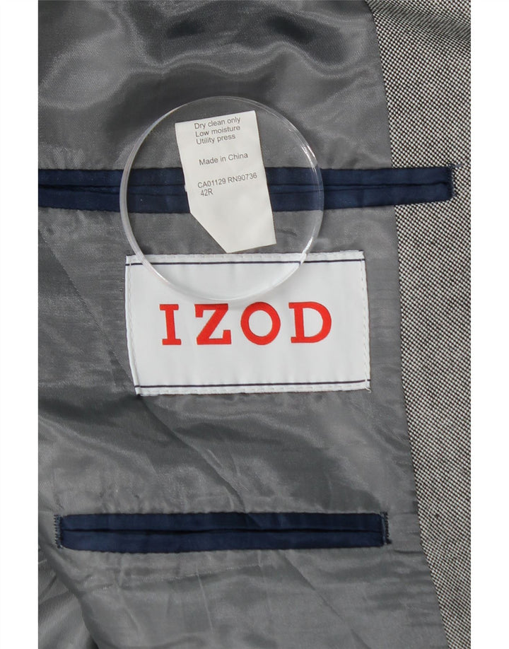 IZOD Mens 2 Button Blazer Jacket UK 42 XL Grey Polyester Vintage Izod and Second-Hand Izod from Messina Hembry 