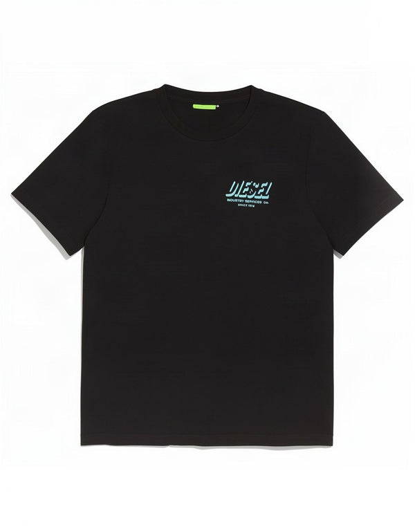 Diesel T-Shirt Graphique Homme Noir Moyen Coton